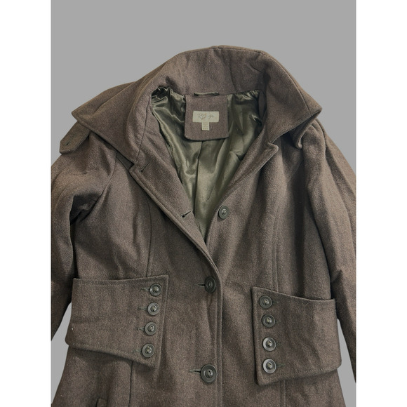 RD Style Wool Blend Brown Coat Sz M Dark Academia Corset Skirted Fit Whimsy Goth - Picture 7 of 10